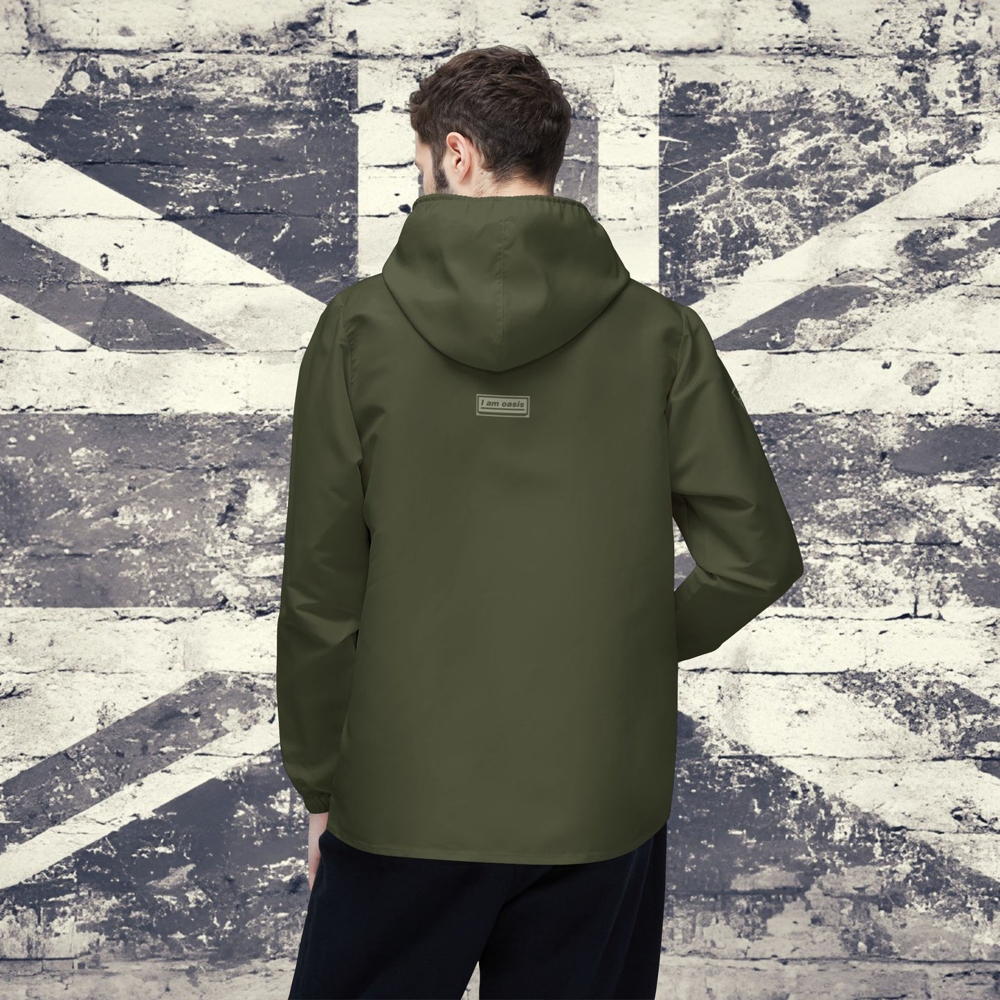 'I AM OASIS' Waterproof Hooded Jacket in Military Green with Sage OG Logo Set