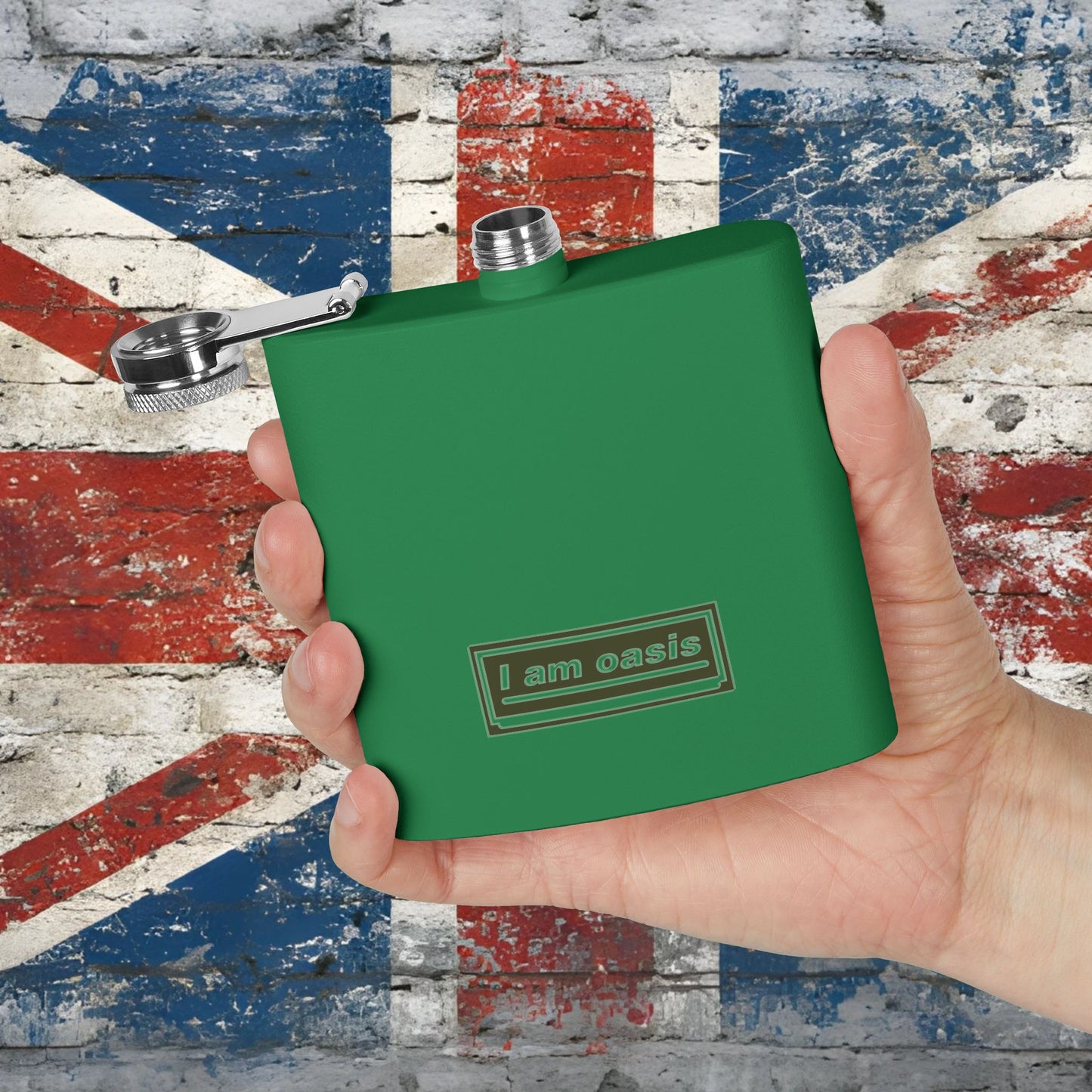 'I AM OASIS' Stainless Steel Hip Flask