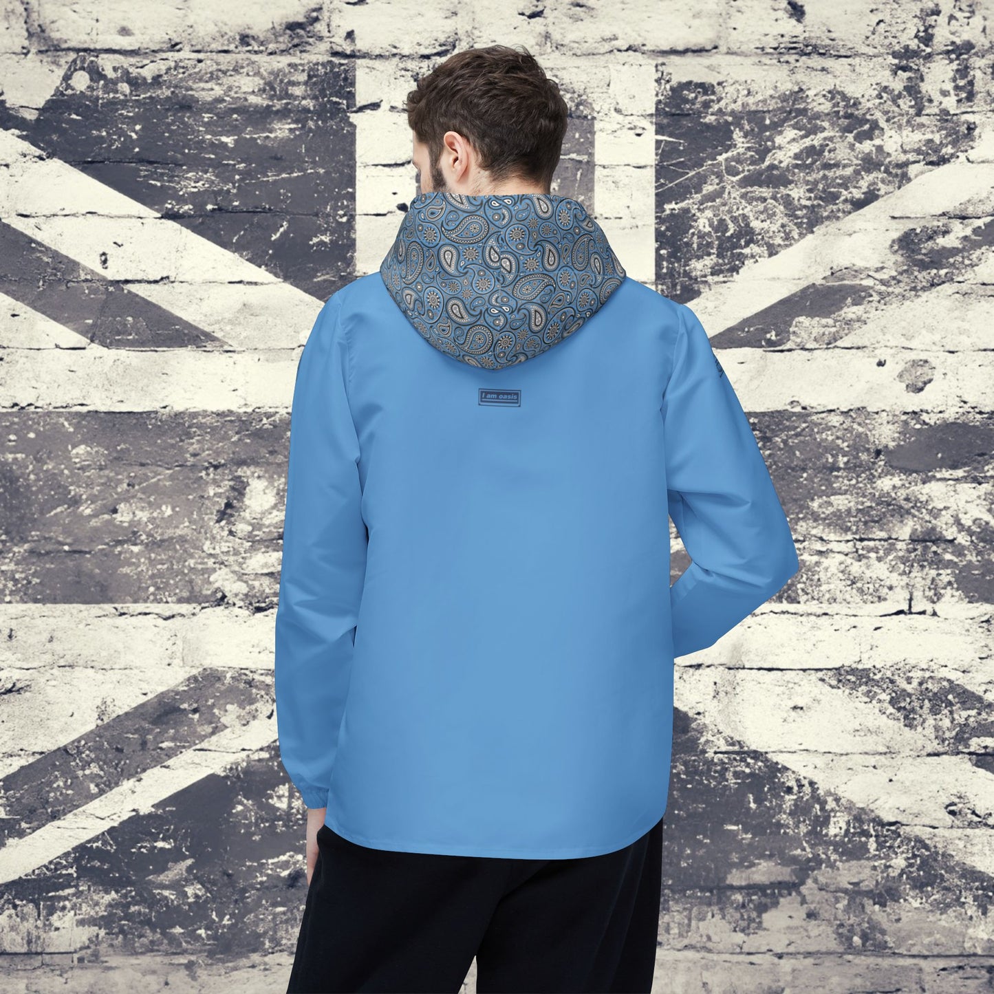 'I AM OASIS' Waterproof Lightweight Hooded Jacket with contrasting Paisley and OG Logo Set. All Brand Colours.