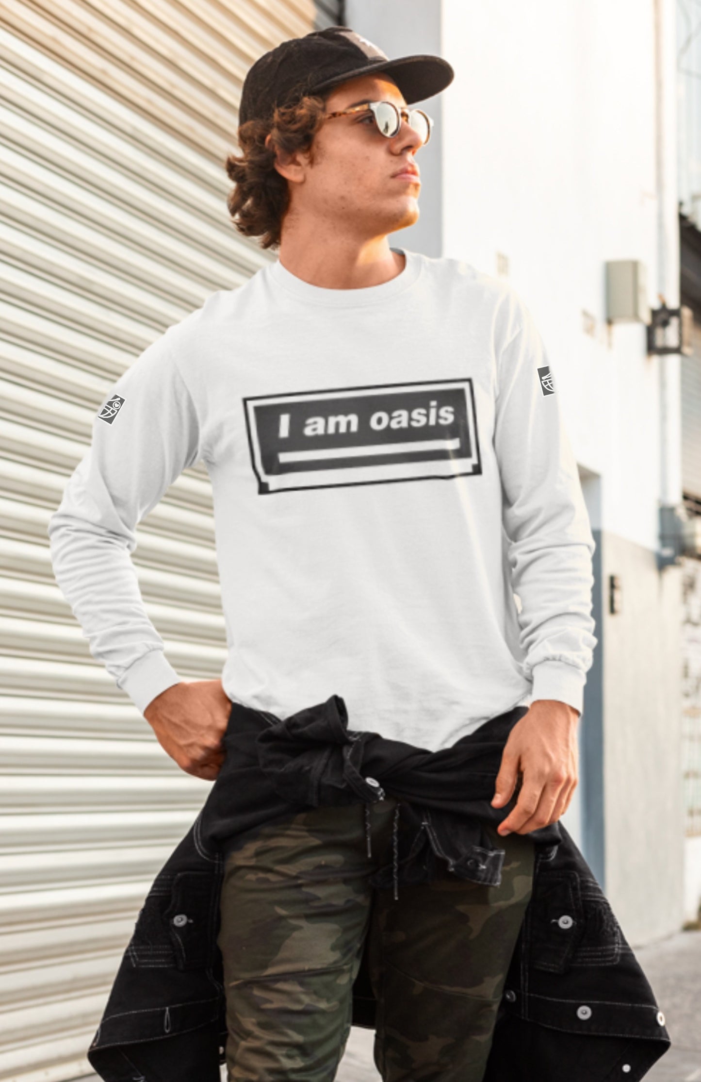 'I AM OASIS' Long Sleeved Classic T-shirt with Brand Colour matched OG LOGO SET