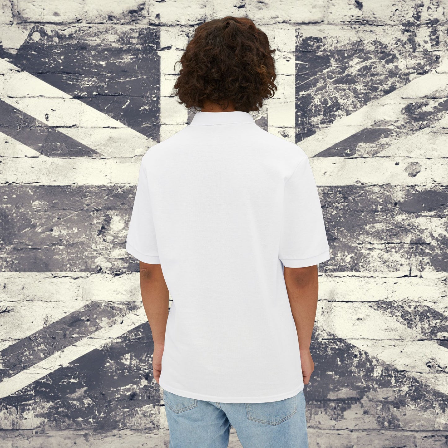 'I AM OASIS' Men's Piqué Polo with 50/50 Black/White chest Logo (Black or White)