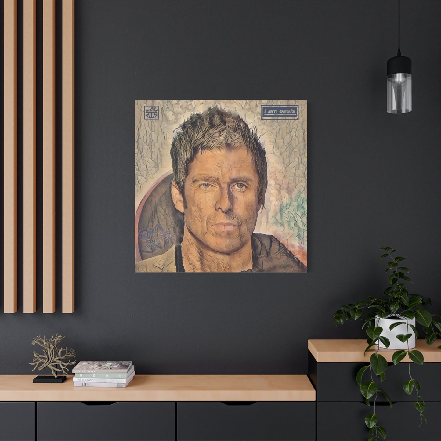 'I AM OASIS' Definitely Noel, Maybe Liam, Original Digital Portrait on Matt Canvas from 12"x 12" to 36" x 36"