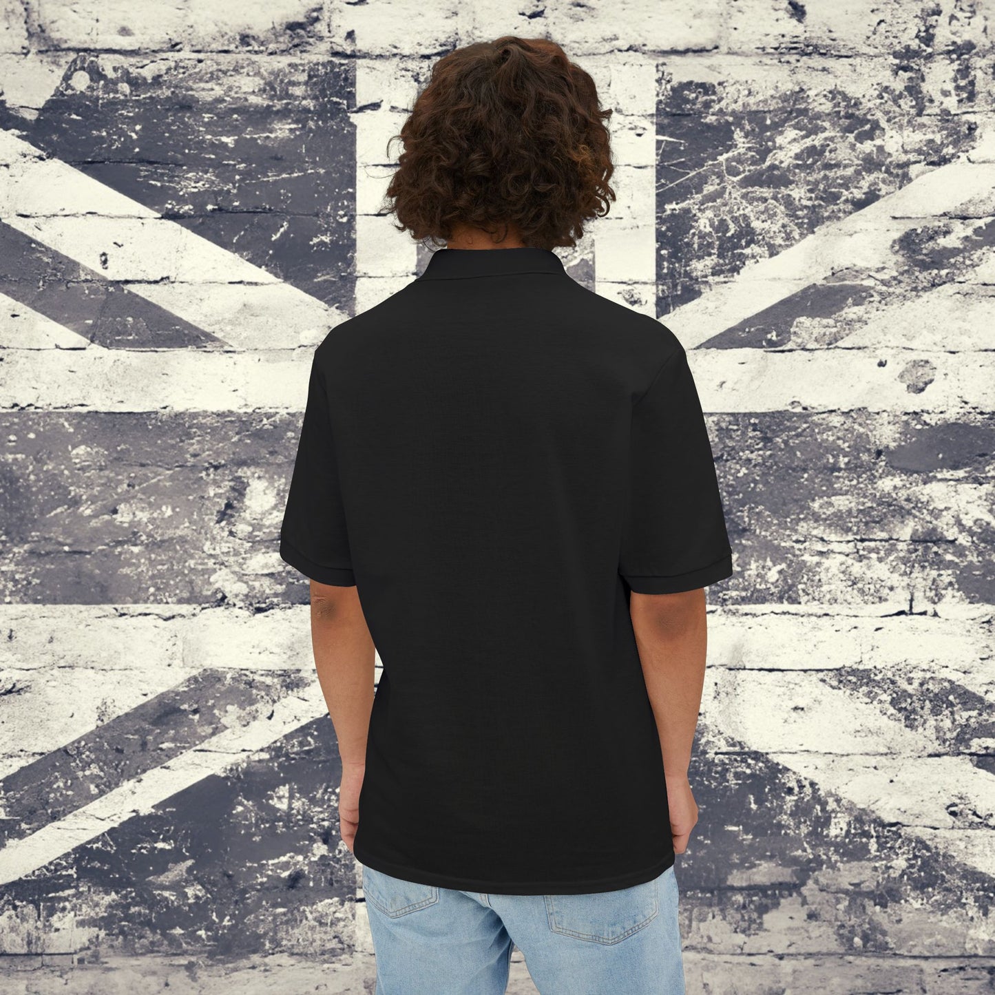 'I AM OASIS' Men's Piqué Polo with 50/50 Black/White chest Logo (Black or White)