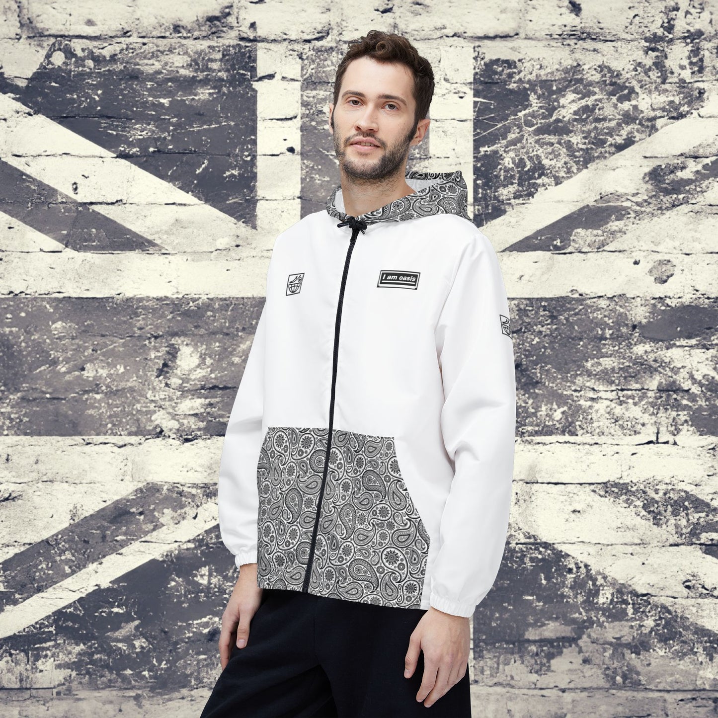 'I AM OASIS' Waterproof Hooded Jacket with Paisley and OG Logo Set (Brand Colours)