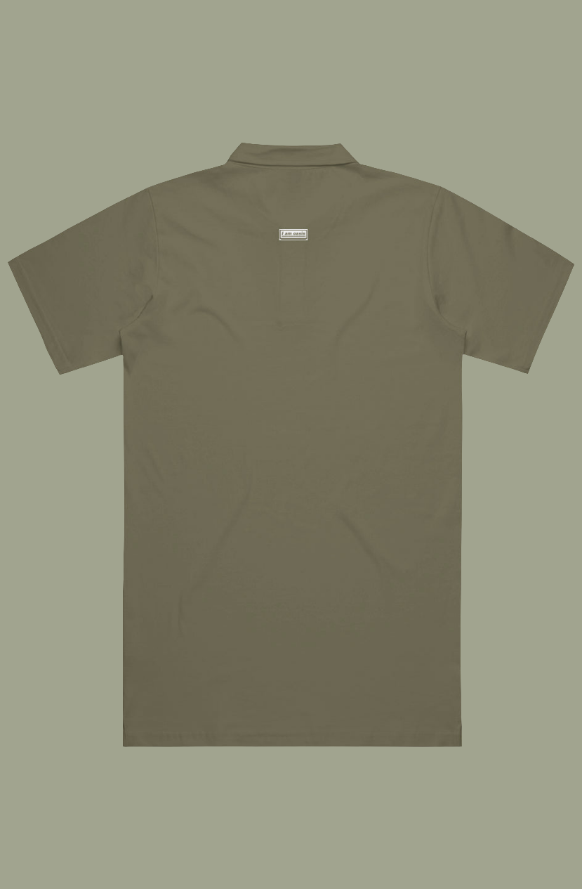 'I AM OASIS' Chad Polo T-shirt with white OG Logos
