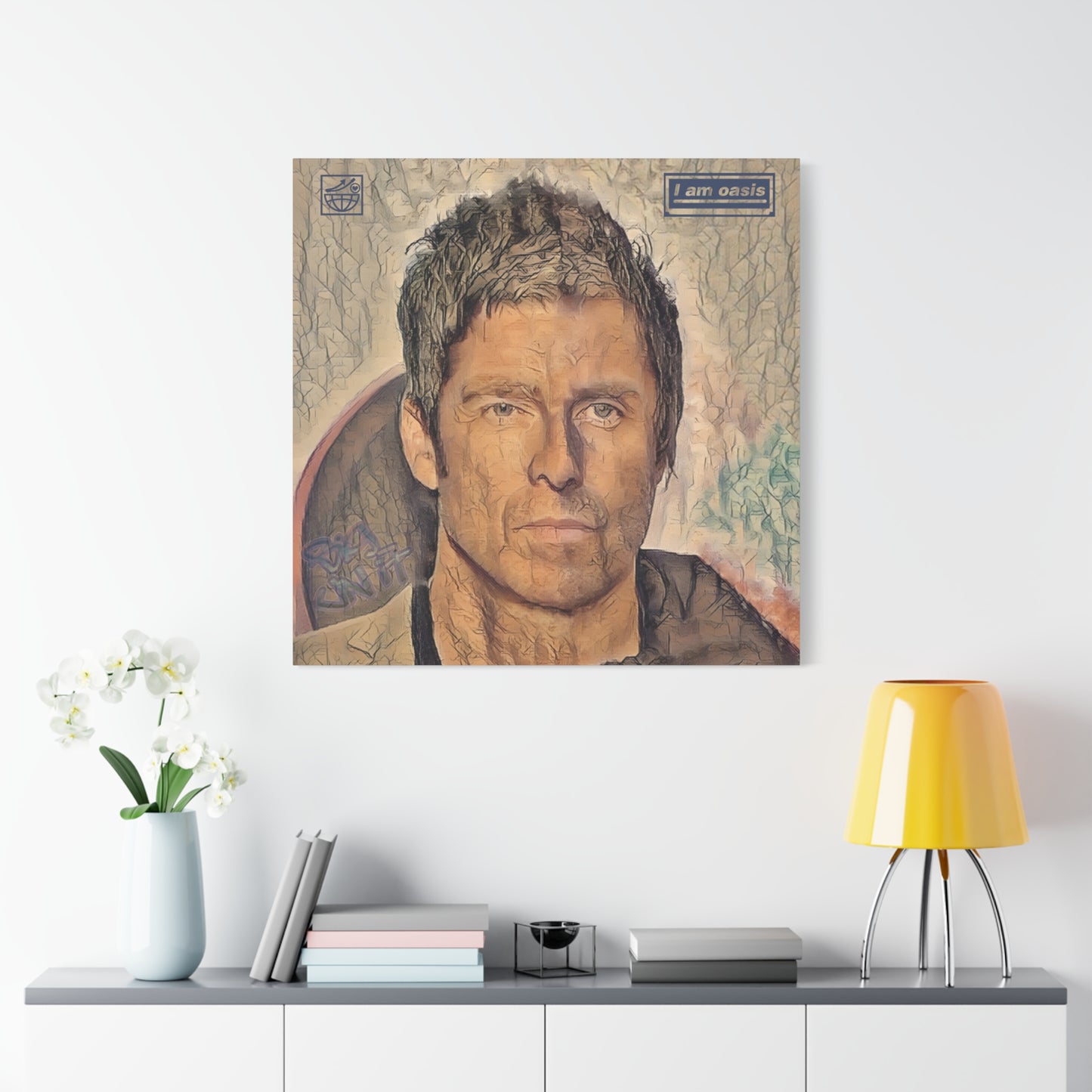 'I AM OASIS' Definitely Noel, Maybe Liam, Original Digital Portrait by BigUnit22 on Matte Canvas, Stretched, 1.25" in various sizes from 12"x 12"