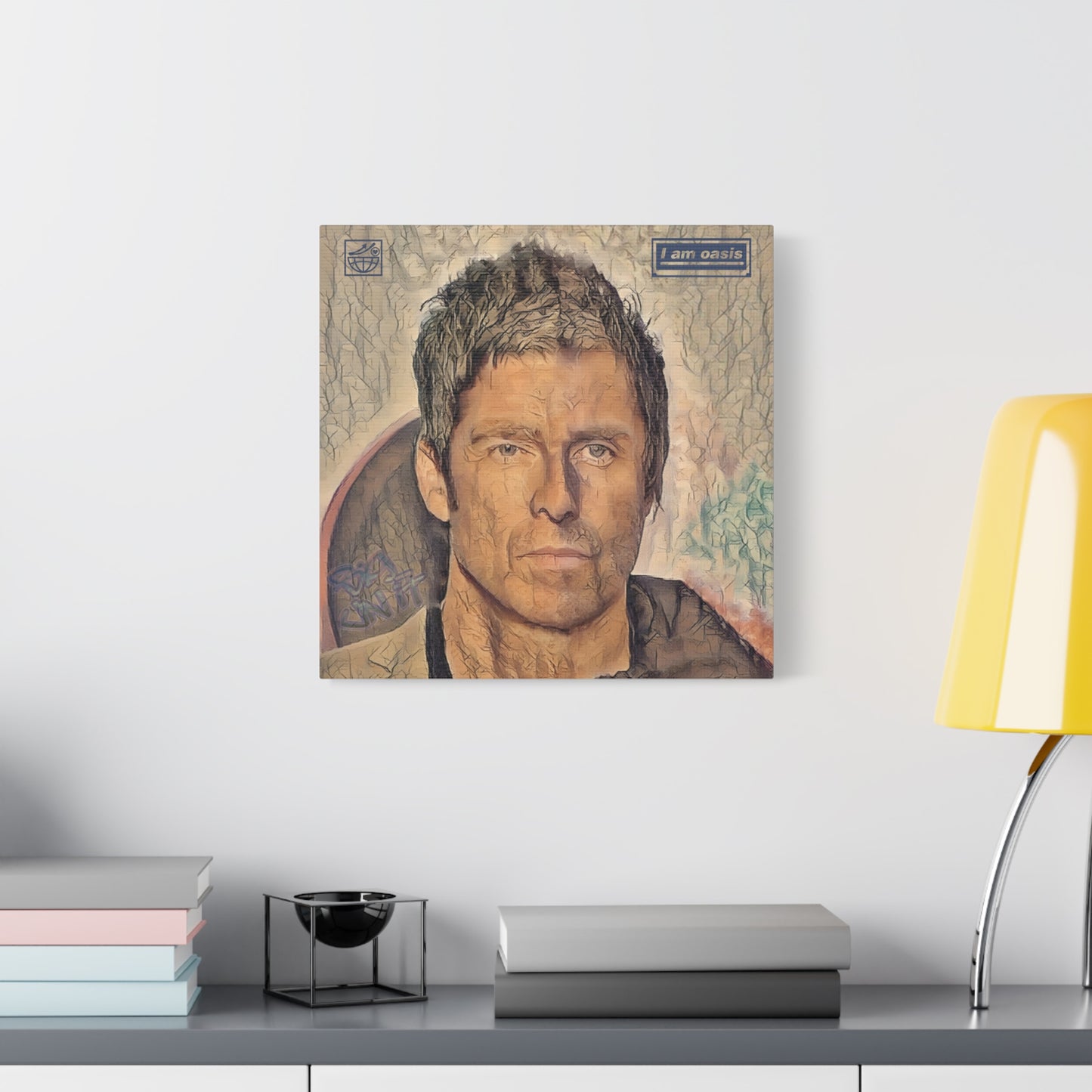 'I AM OASIS' Definitely Noel, Maybe Liam, Original Digital Portrait by BigUnit22 on Matte Canvas, Stretched, 1.25" in various sizes from 12"x 12"