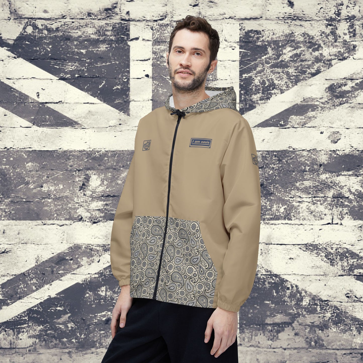 'I AM OASIS' Waterproof Hooded Jacket with Paisley & OG Logo Set (Brand Colours)