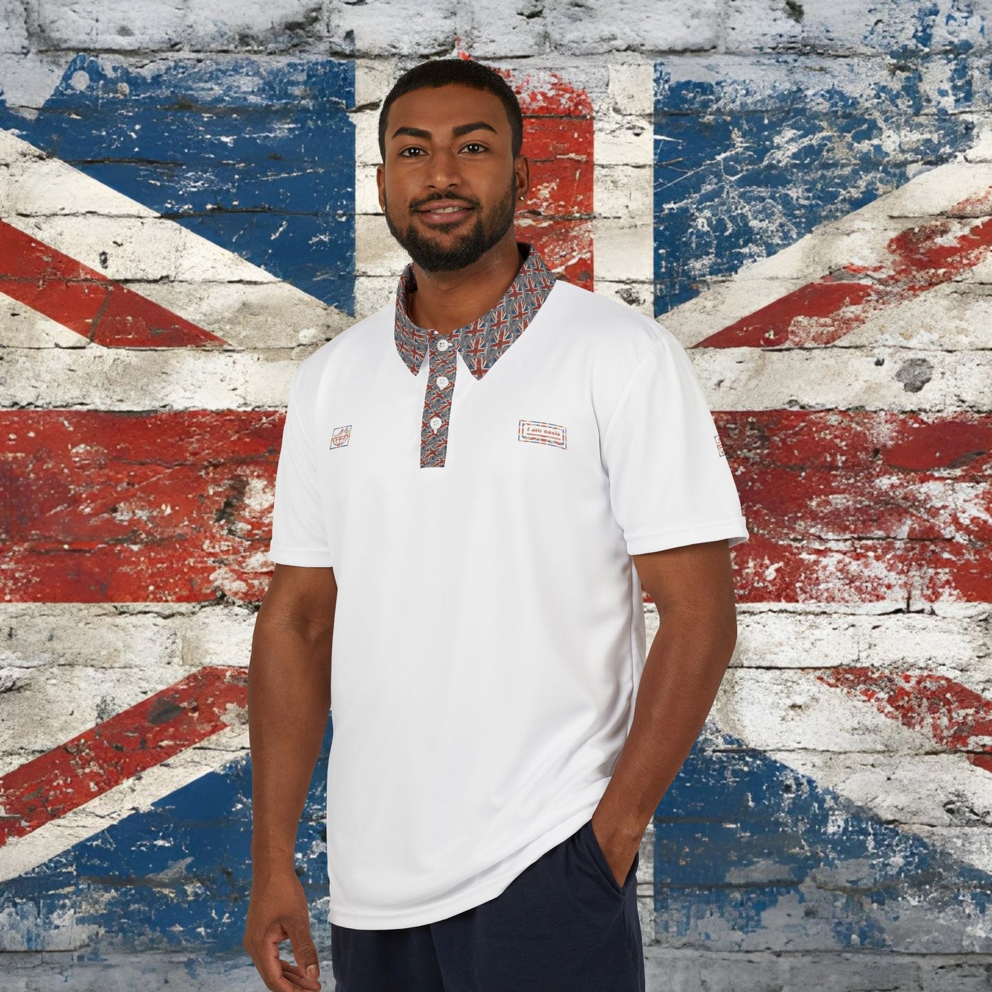 'I AM OASIS'  Polo Shirt in with Special Edition UNION JACK Collar and OG Logo Set