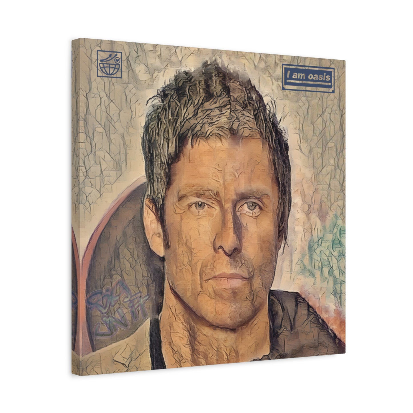 'I AM OASIS' Definitely Noel, Maybe Liam, Original Digital Portrait by BigUnit22 on Matte Canvas, Stretched, 1.25" in various sizes from 12"x 12"