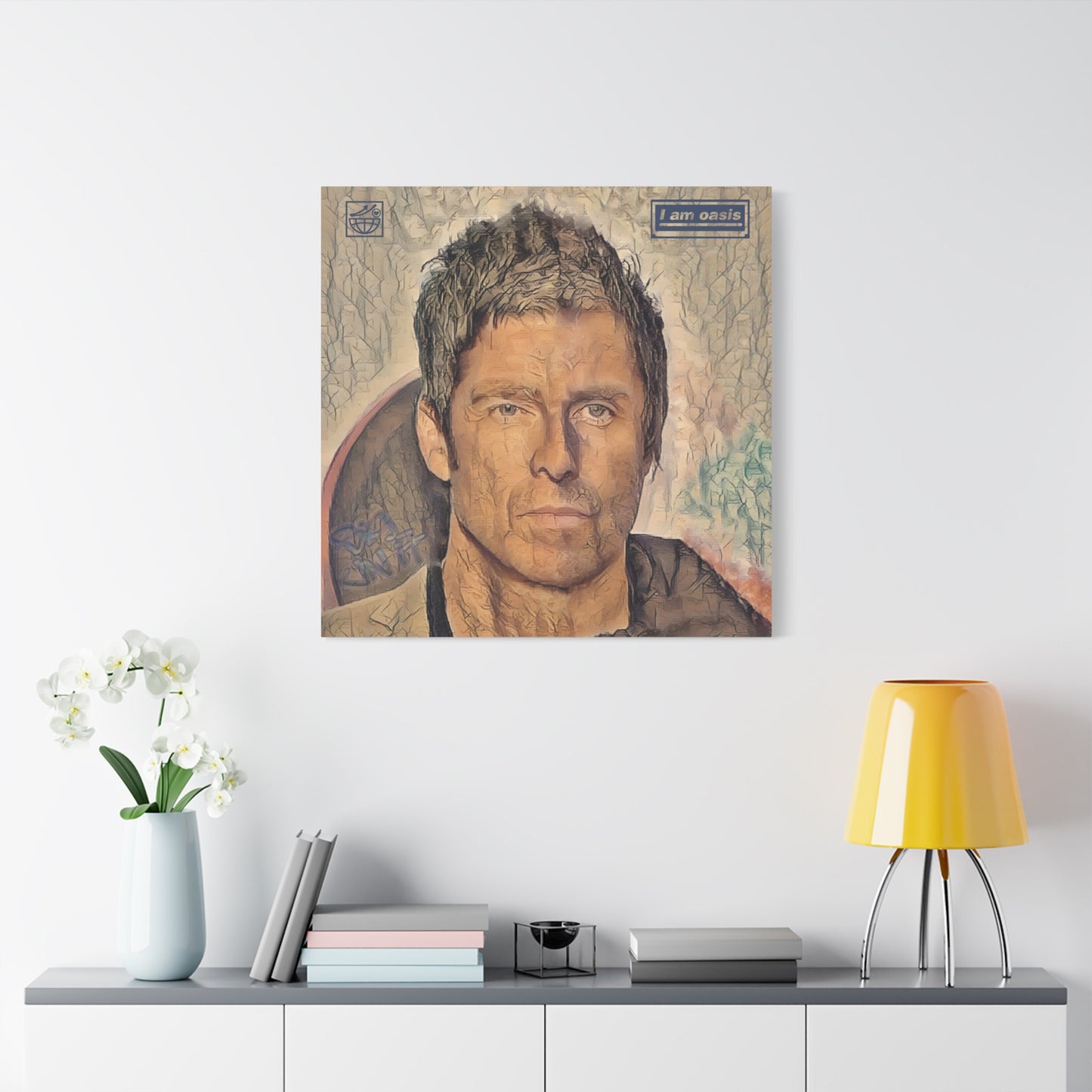 'I AM OASIS' Definitely Noel, Maybe Liam, Original Digital Portrait by BigUnit22 on Matte Canvas, Stretched, 1.25" in various sizes from 12"x 12"