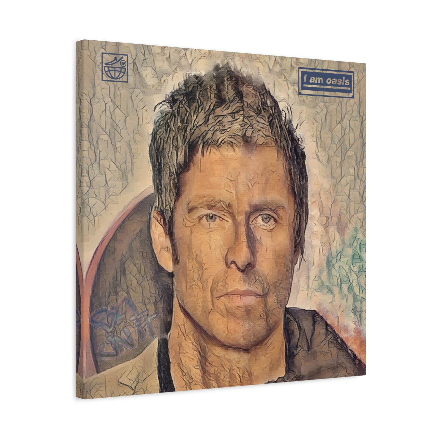 'I AM OASIS' Definitely Noel, Maybe Liam, Original Digital Portrait by BigUnit22 on Matte Canvas, Stretched, 1.25" in various sizes from 12"x 12"