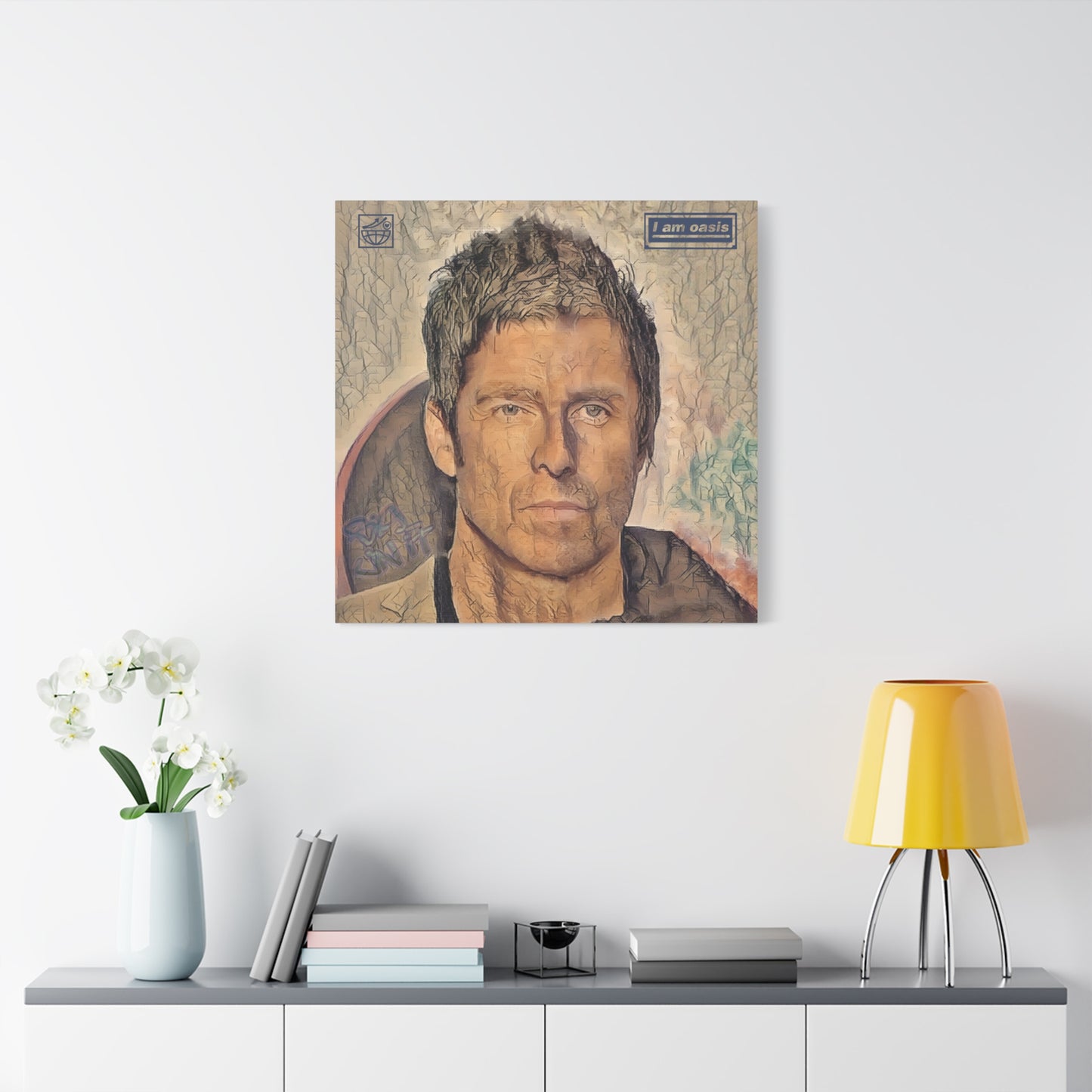 'I AM OASIS' Definitely Noel, Maybe Liam, Original Digital Portrait by BigUnit22 on Matte Canvas, Stretched, 1.25" in various sizes from 12"x 12"