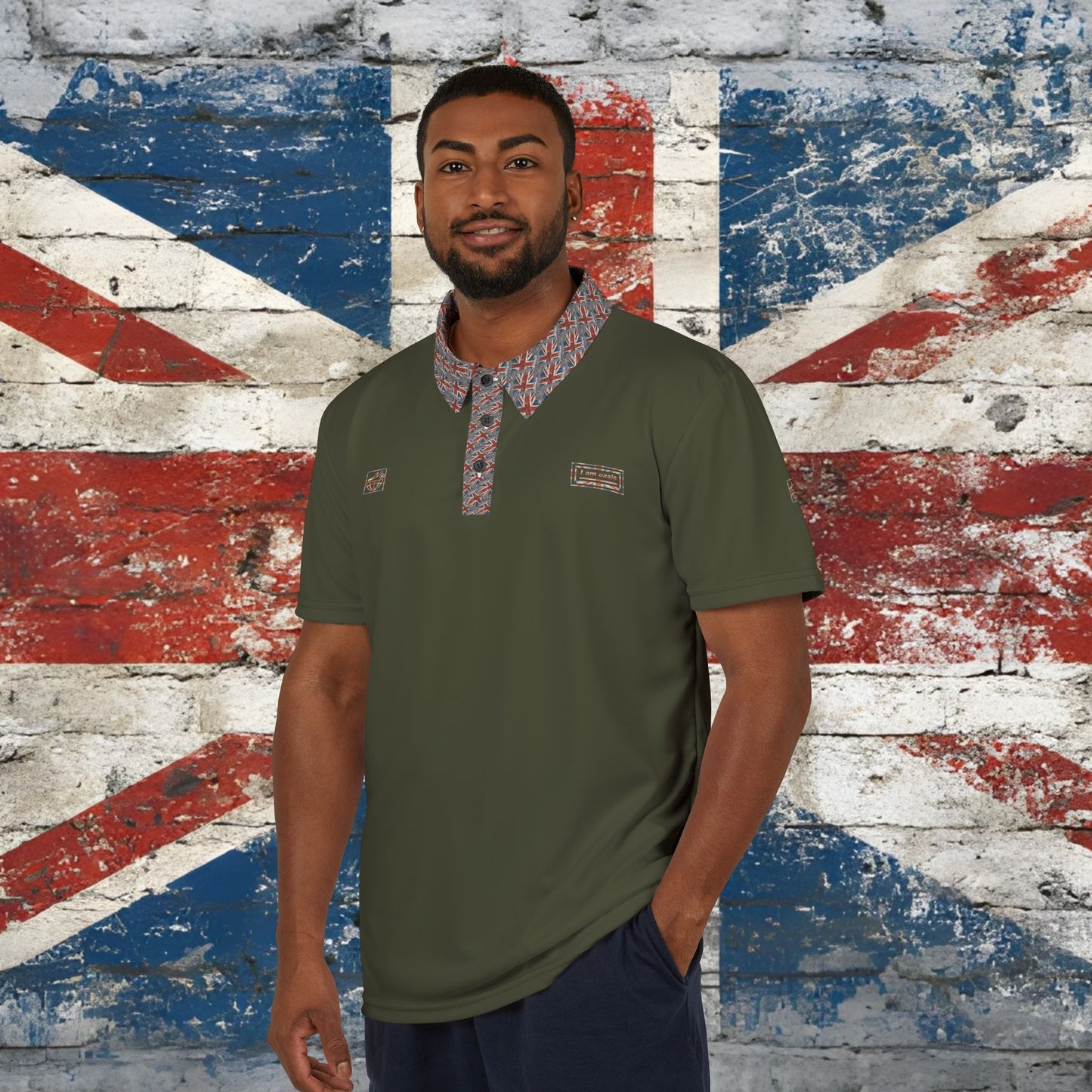 'I AM OASIS'  Polo Shirt in with Special Edition UNION JACK Collar and OG Logo Set