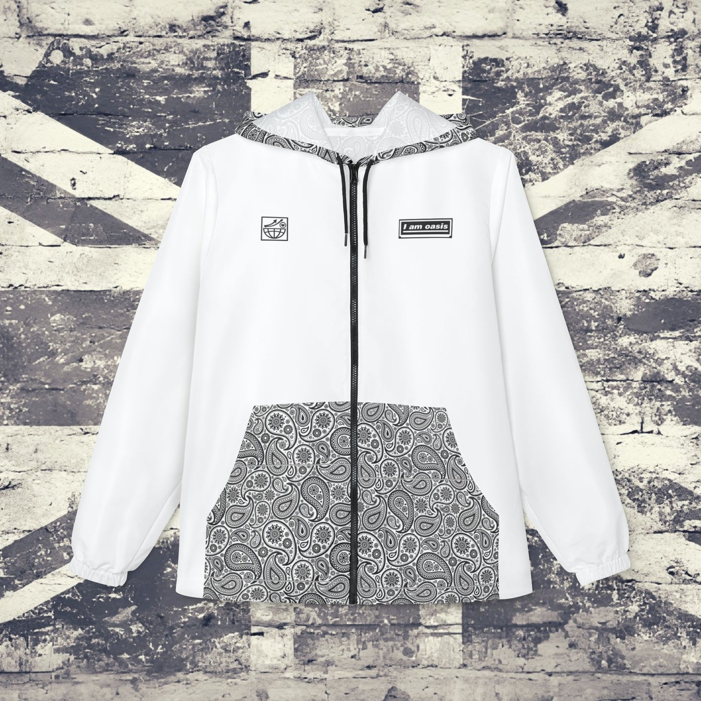'I AM OASIS' Waterproof Hooded Jacket with Paisley and OG Logo Set (Brand Colours)