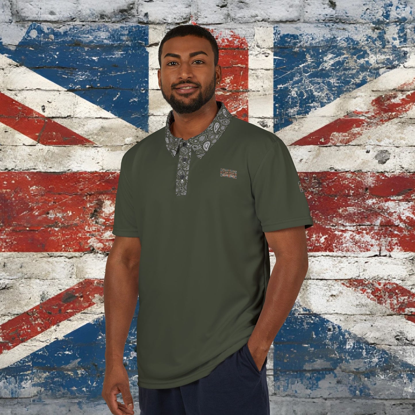 'I AM OASIS' 3 Button Polo Shirt with Special Edition Union Jack OG Logo Set & Paisley collar