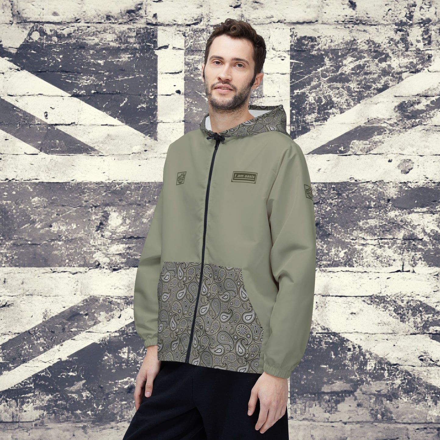 'I AM OASIS' Waterproof Hooded Jacket with Paisley & OG Logo Set (Brand Colours)