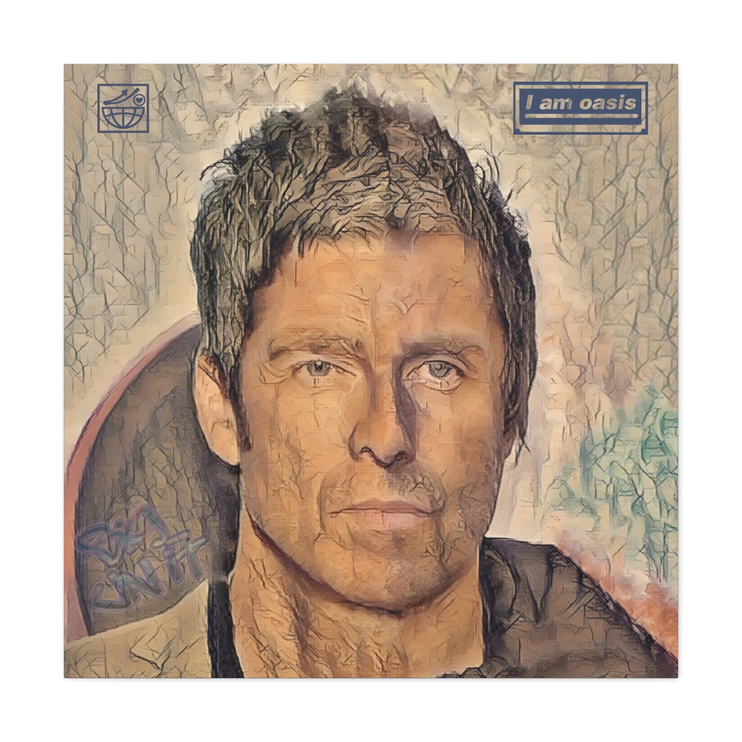 'I AM OASIS' Definitely Noel, Maybe Liam, Original Digital Portrait by BigUnit22 on Matte Canvas, Stretched, 1.25" in various sizes from 12"x 12"