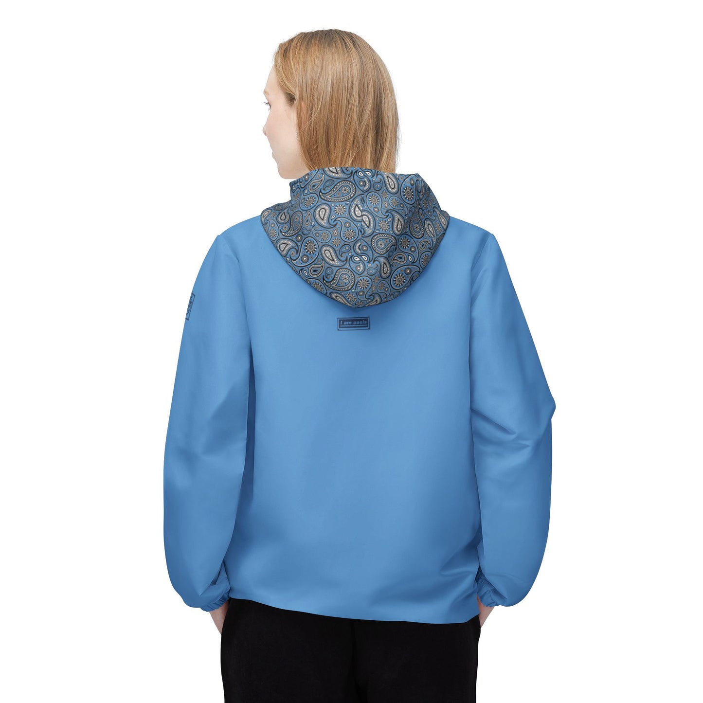 'I AM OASIS' Waterproof Lightweight Hooded Jacket with contrasting Paisley and OG Logo Set. All Brand Colours.