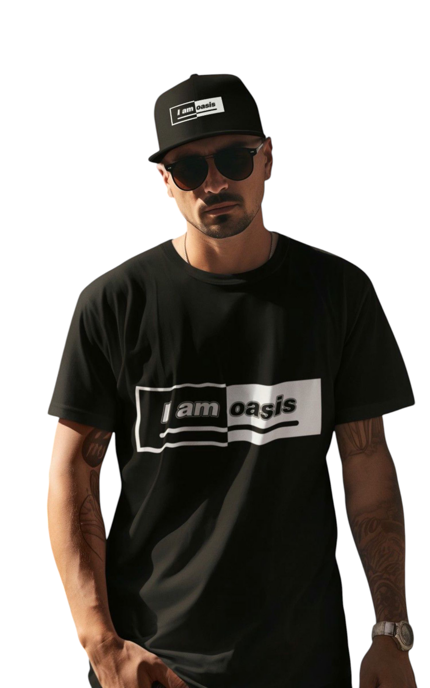 'I AM OASIS' Classic Tee with 50-50 Colour Matched Logo (Brand Colours)