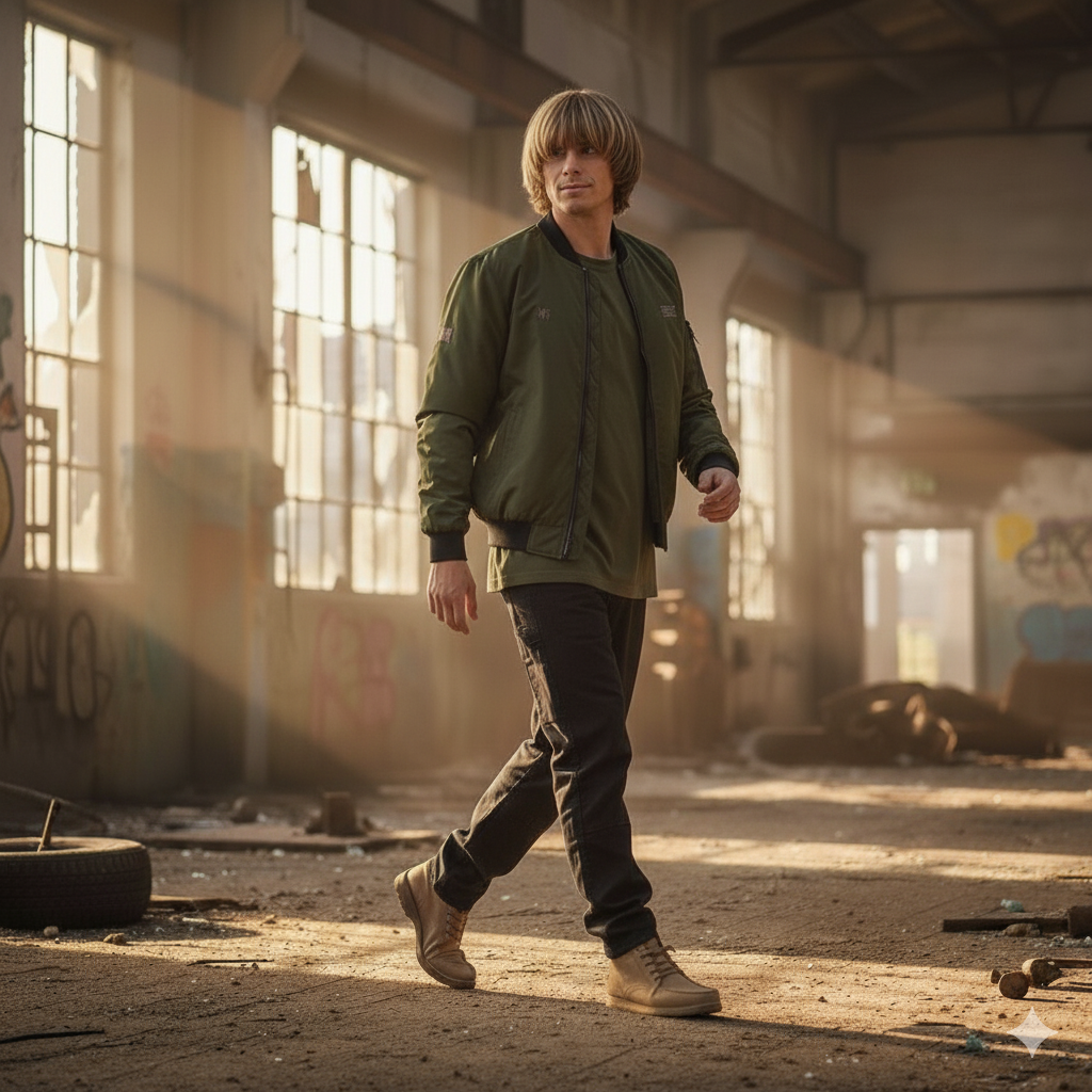 'I AM OASIS' Bomber Jacket in Military Green with Union Jack Logo Set