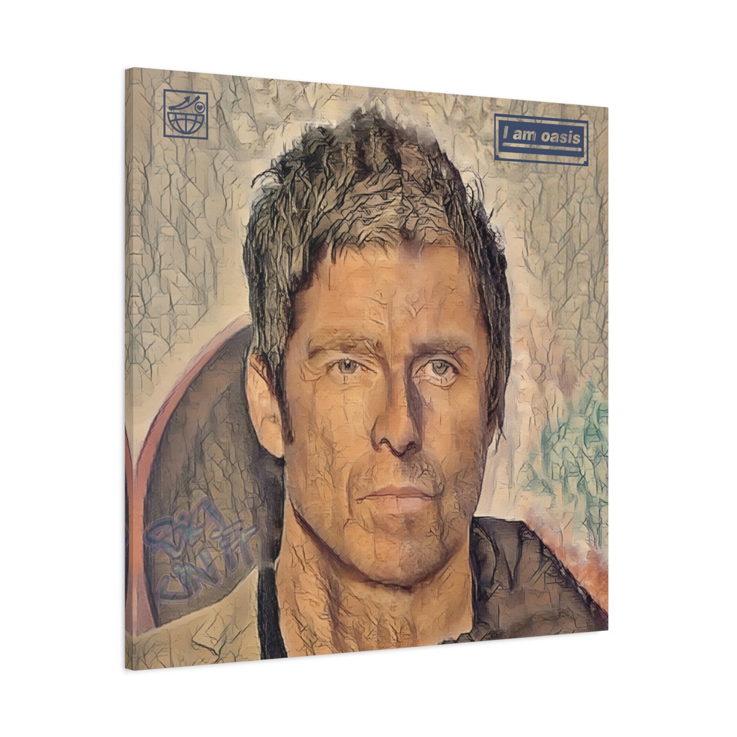 'I AM OASIS' Definitely Noel, Maybe Liam, Original Digital Portrait by BigUnit22 on Matte Canvas, Stretched, 1.25" in various sizes from 12"x 12"