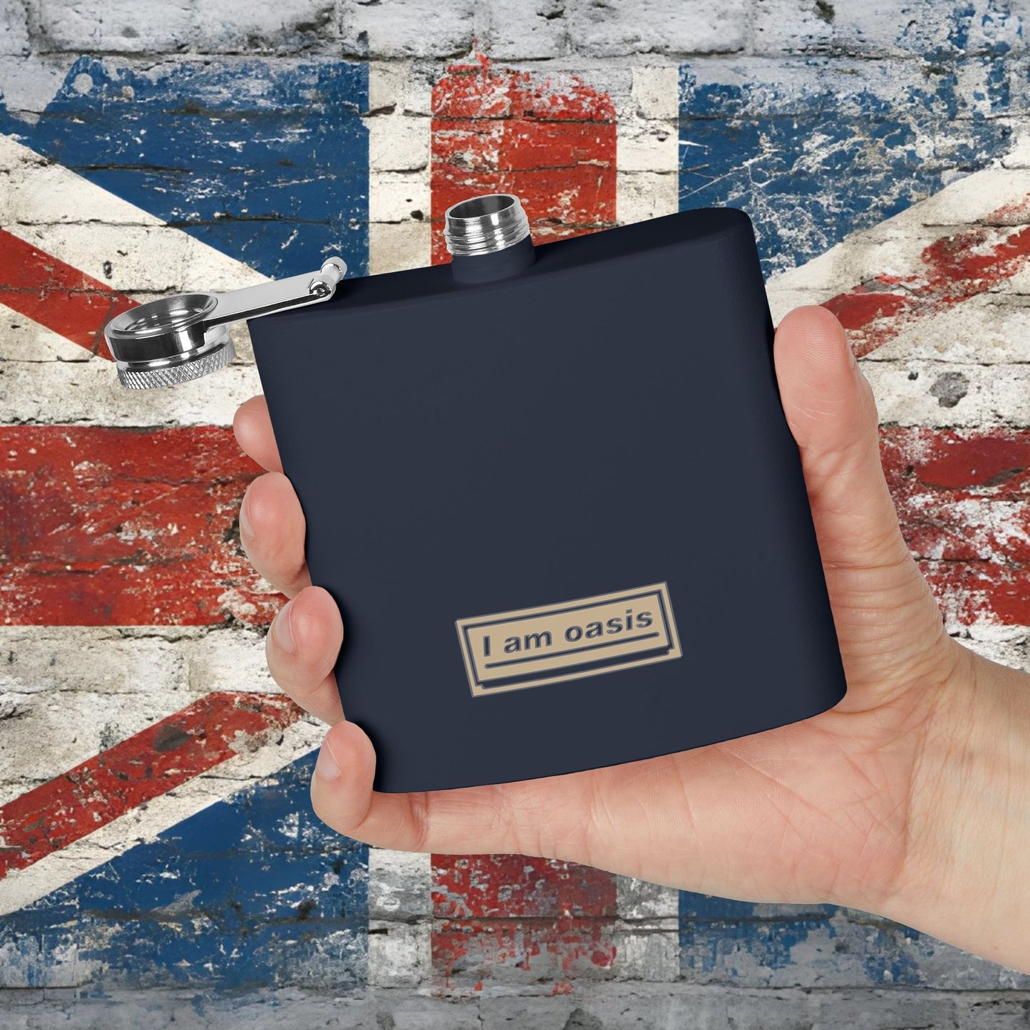 'I AM OASIS' Stainless Steel Hip Flask