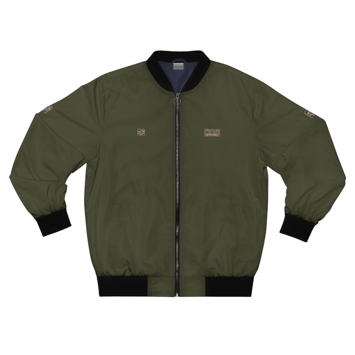 'I AM OASIS' Bomber Jacket in Military Green with Union Jack Logo Set