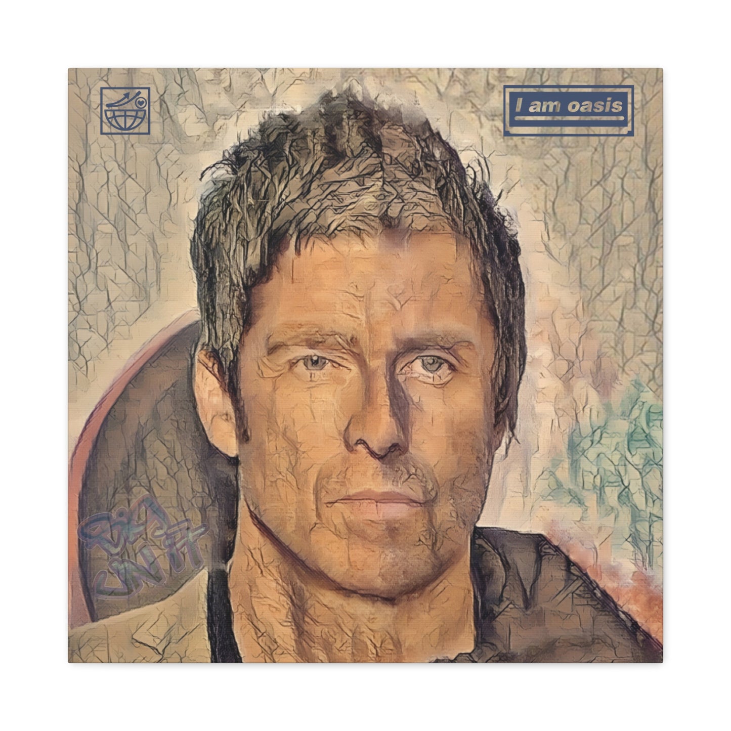 'I AM OASIS' Definitely Noel, Maybe Liam, Original Digital Portrait by BigUnit22 on Matte Canvas, Stretched, 1.25" in various sizes from 12"x 12"