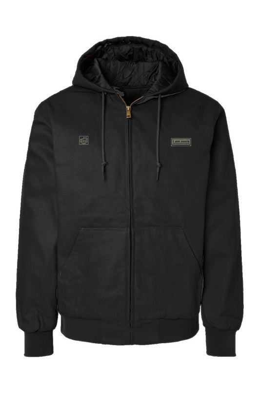 'I AM OASIS' Canvas Workwear Hooded Jacket with Sage Green OG Logos 