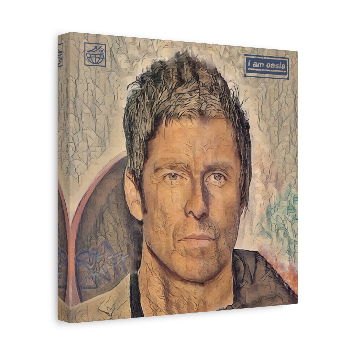 'I AM OASIS' Definitely Noel, Maybe Liam, Original Digital Portrait by BigUnit22 on Matte Canvas, Stretched, 1.25" in various sizes from 12"x 12"