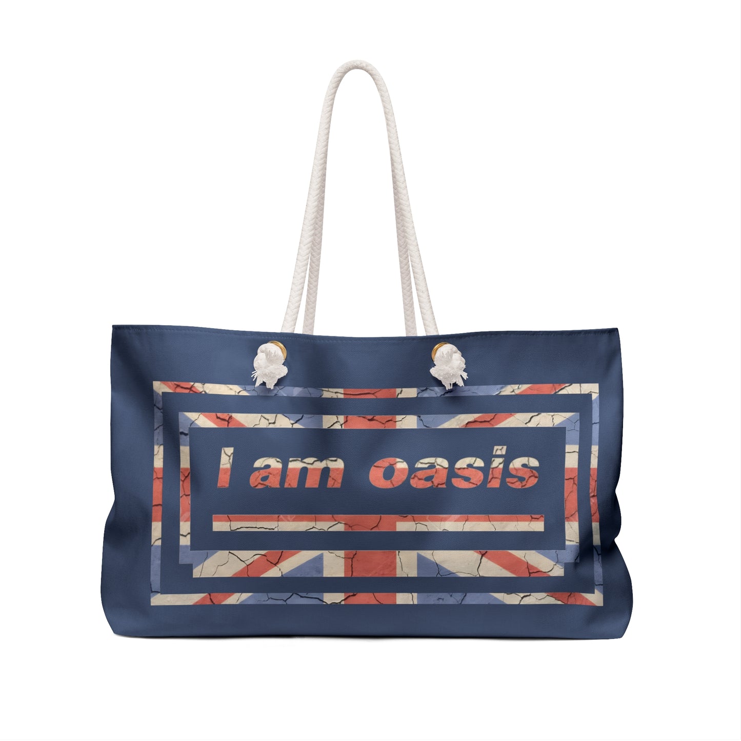 'I AM OASIS' Weekender Shoulder Bag in Vintage Blue with Union Jack OG Logo
