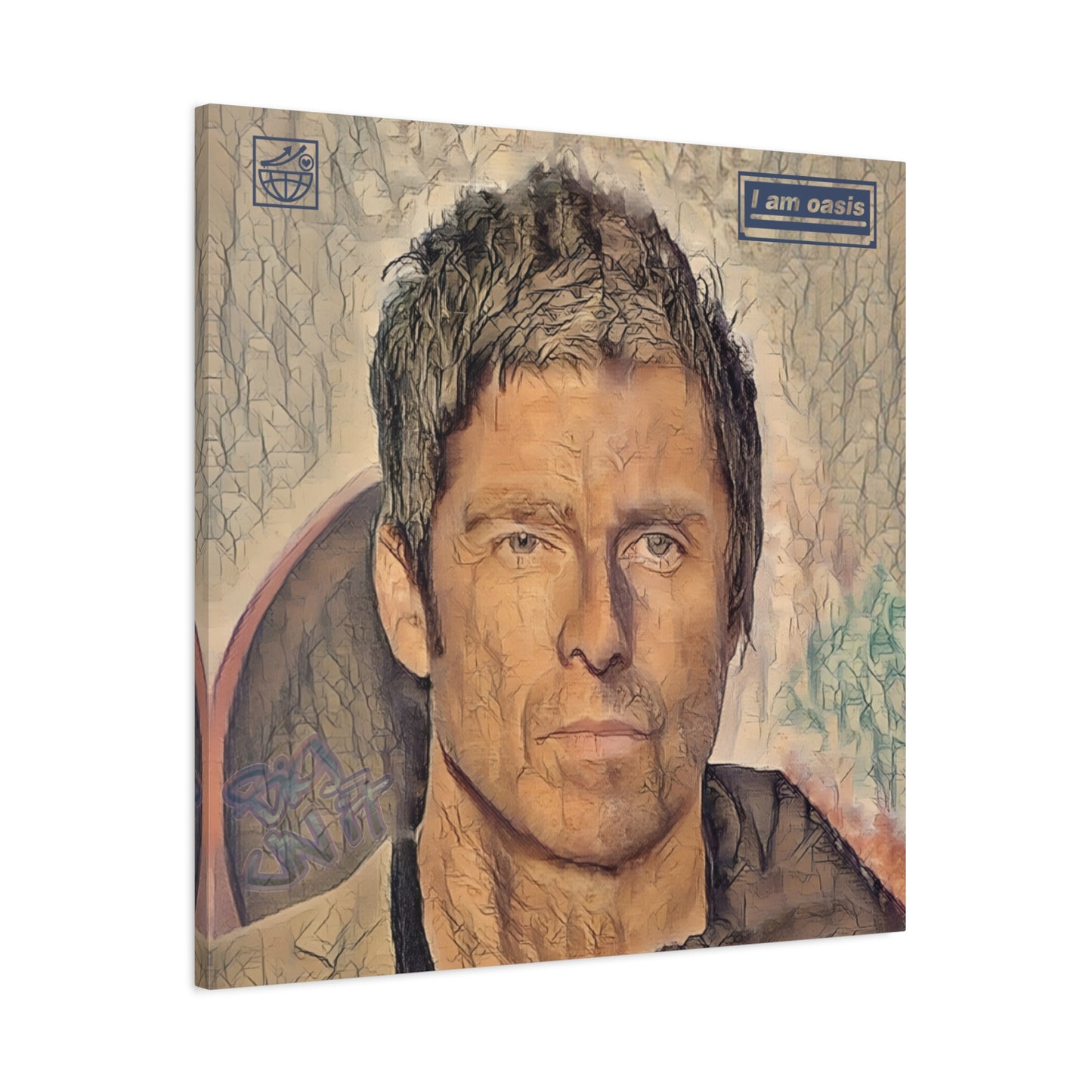 'I AM OASIS' Definitely Noel, Maybe Liam, Original Digital Portrait by BigUnit22 on Matte Canvas, Stretched, 1.25" in various sizes from 12"x 12"