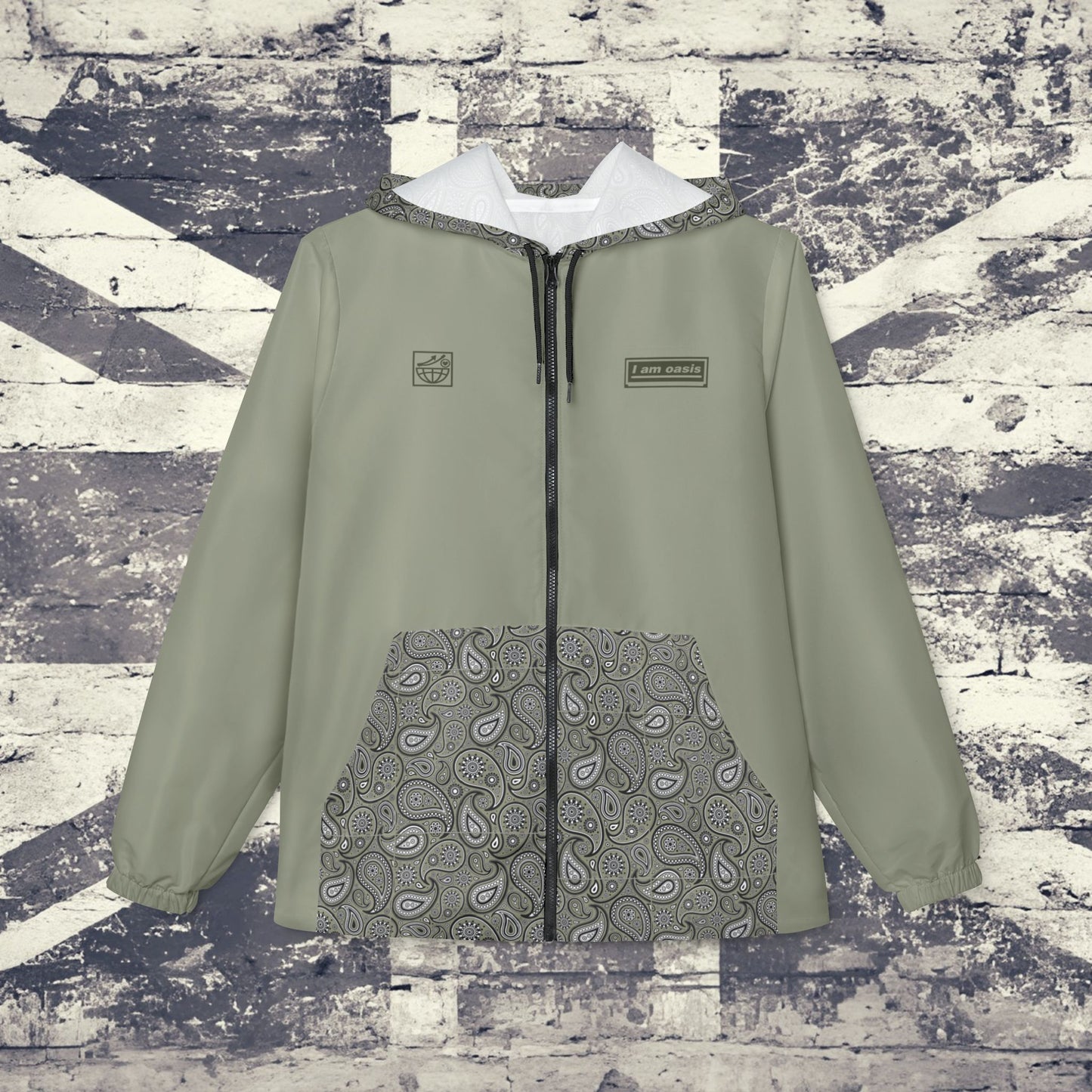 'I AM OASIS' Waterproof Hooded Jacket with Paisley & OG Logo Set (Brand Colours)