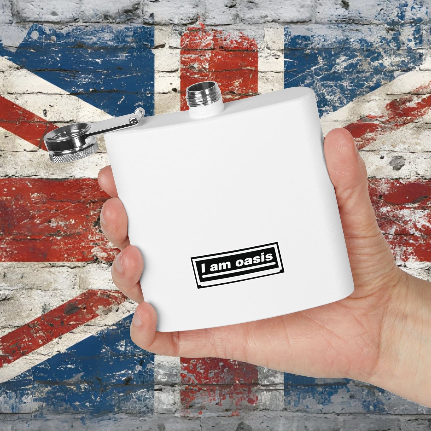 'I AM OASIS' Stainless Steel Hip Flask
