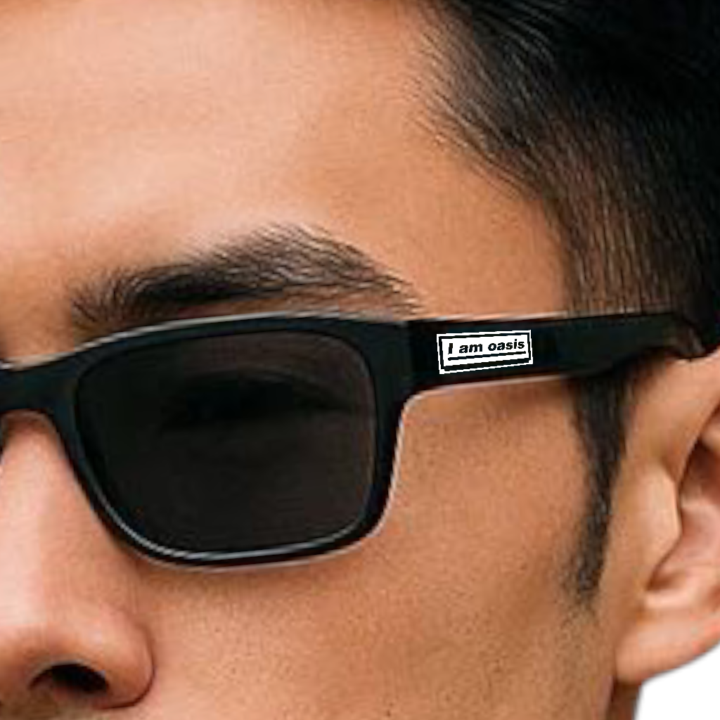 'I AM OASIS' Swagger Sunglasses in Brand Colours with matching Logos