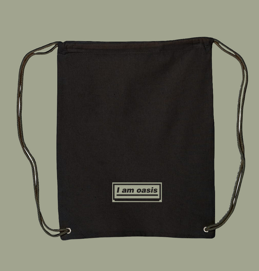 'I AM OASIS' Canvas Drawstring Backpack