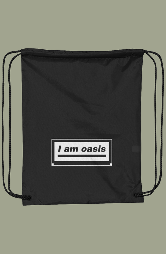 'I AM OASIS' DUROcord Drawstring Back Pack in Black with Logo choices