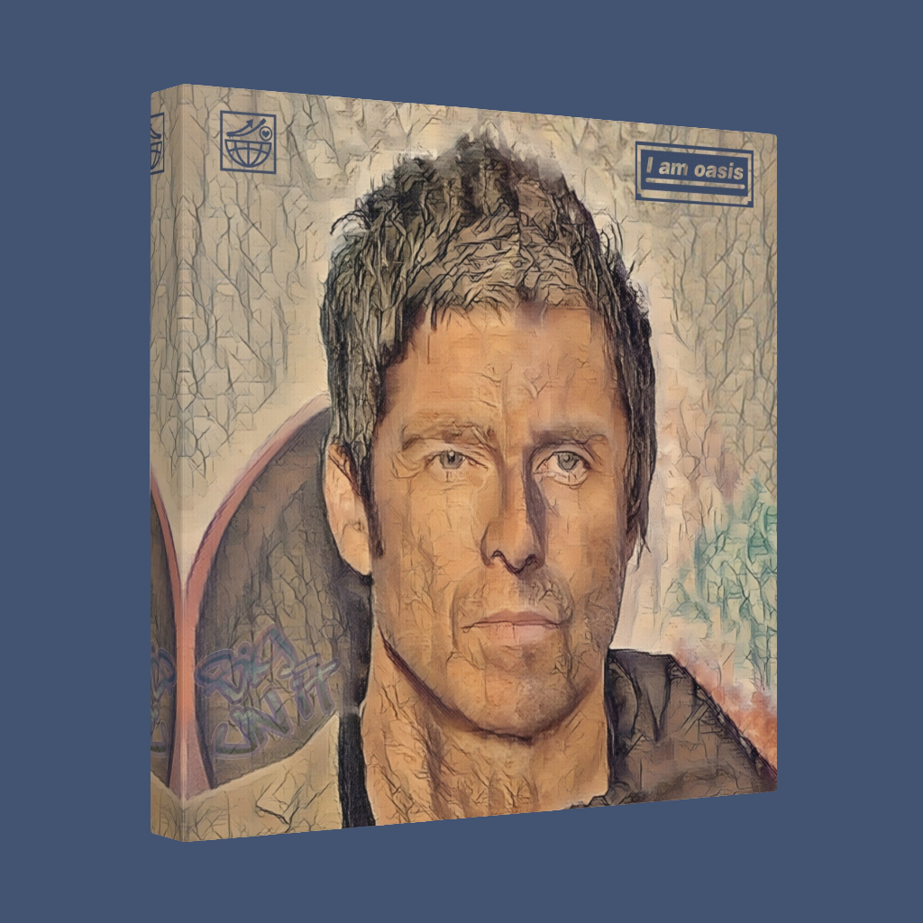 'I AM OASIS' Definitely Noel, Maybe Liam, Original Digital Portrait on Matt Canvas from 12"x 12" to 36" x 36"